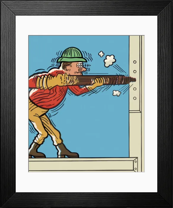 Framed Print : Iron Worker Installing Rivets