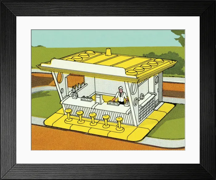 Framed Print : Small Walk-Up Restaurant Framed Print : Small Walk-Up Restaurant