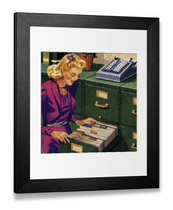 Framed Print : Woman Filing Framed Print : Woman Filing
