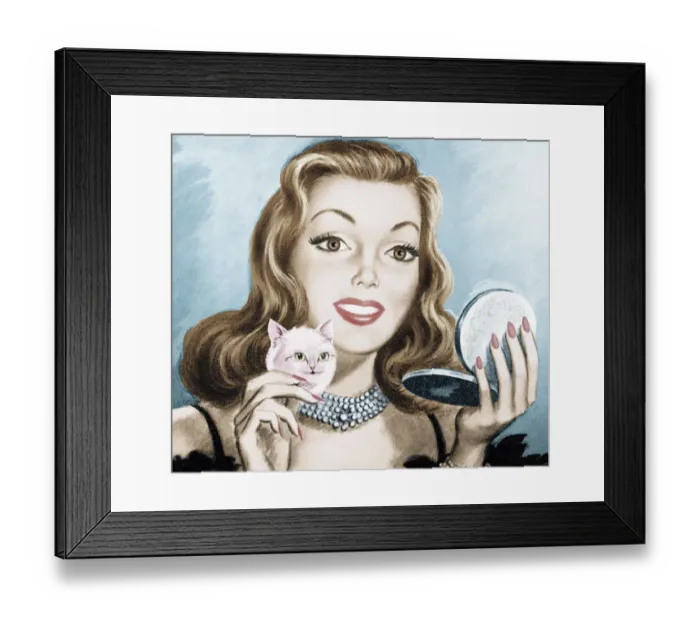 Framed Print : Kitten Head Powderpuff