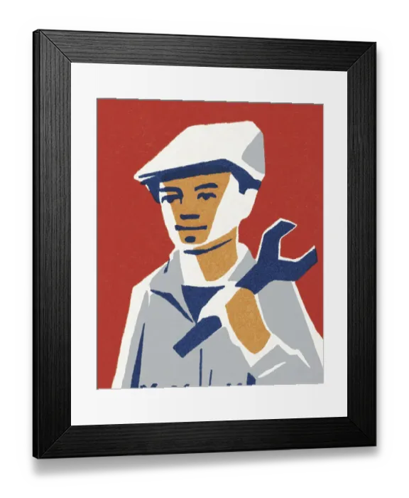 Framed Print : Man Holding a Wrench Framed Print : Man Holding a Wrench