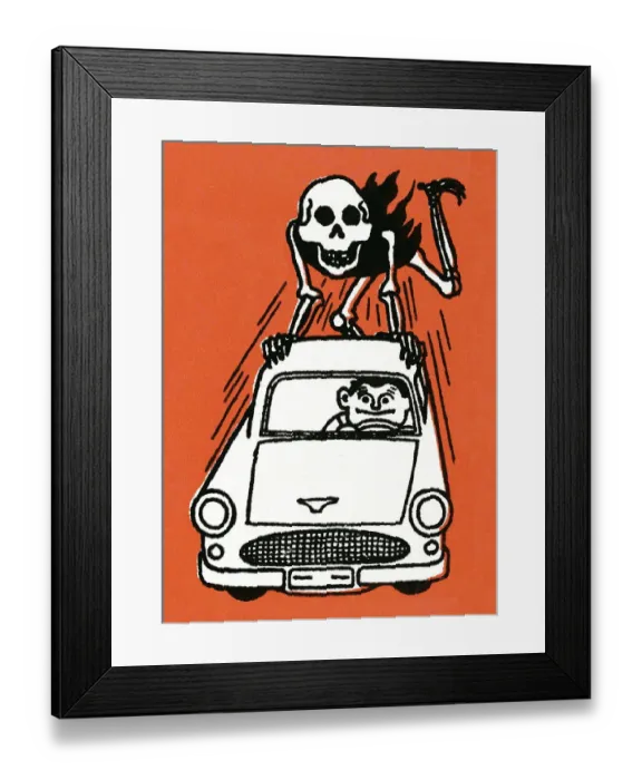 Framed Print : Skeleton hopping a ride Framed Print : Skeleton hopping a ride