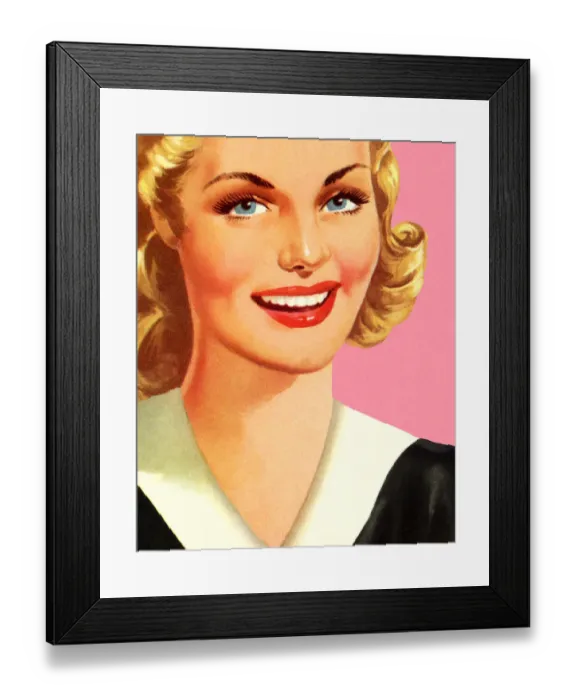 Framed Print : Close up of a drawing of a woman