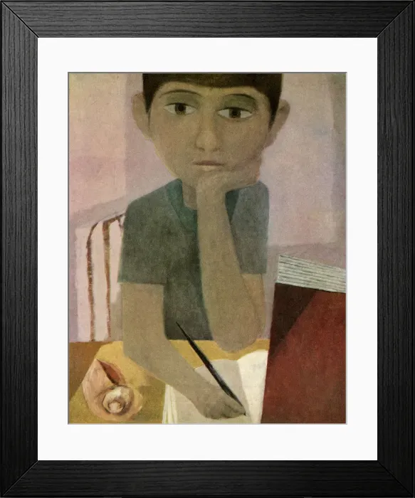 Framed Print : Pensive Boy Writing in Notebook Framed Print : Pensive Boy Writing in Notebook