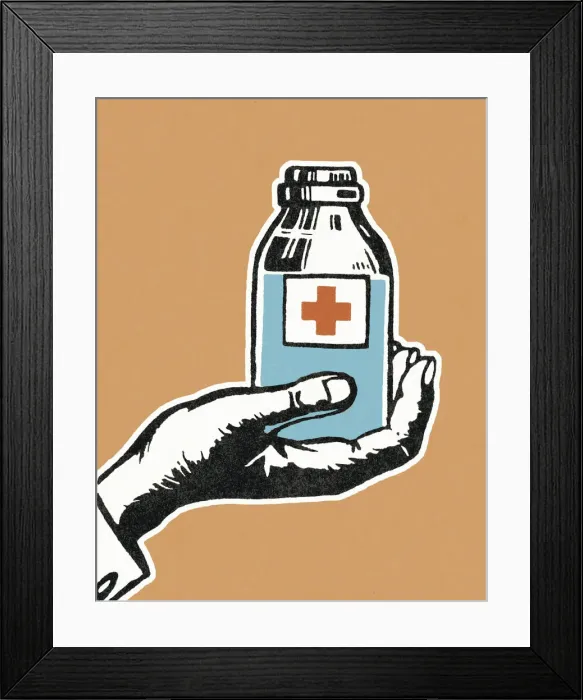 Framed Print : Hand Holding a Medicine Bottle Framed Print : Hand Holding a Medicine Bottle