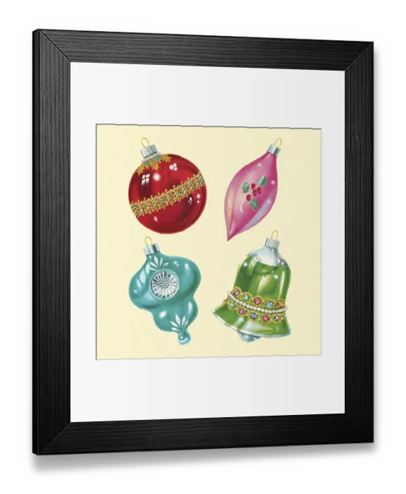 Framed Print : Four Christmas Ornaments Framed Print : Four Christmas Ornaments
