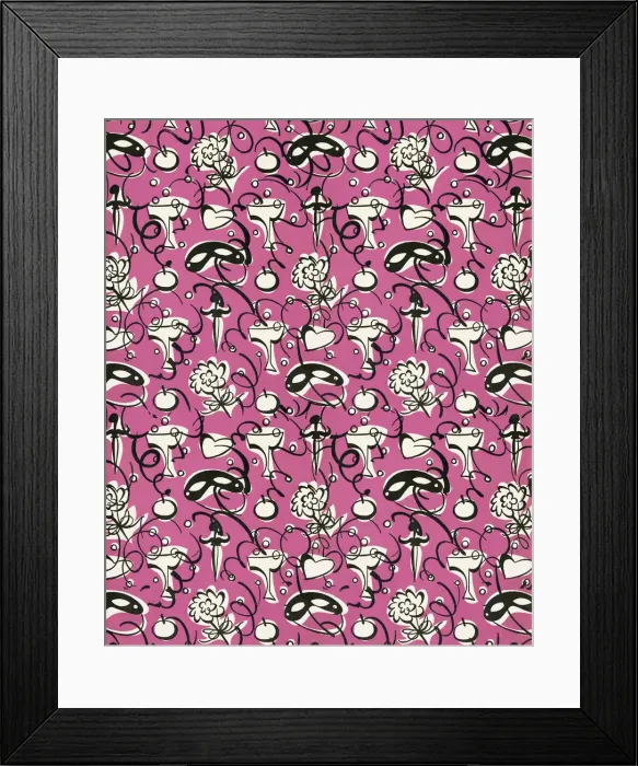 Framed Print : Pink and Black Mask Pattern Framed Print : Pink and Black Mask Pattern