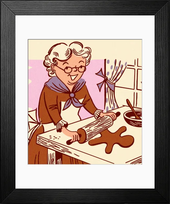 Framed Print : Grandmother Making Gingerbread Men Framed Print : Grandmother Making Gingerbread Men