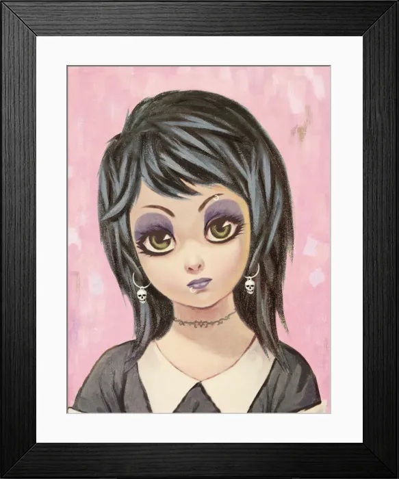 Framed Print : Big-eyed girl goes goth Framed Print : Big-eyed girl goes goth