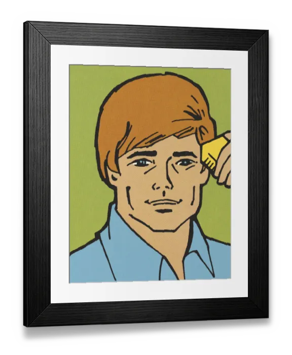 Framed Print : Handsome Man Combing His Hair Framed Print : Handsome Man Combing His Hair