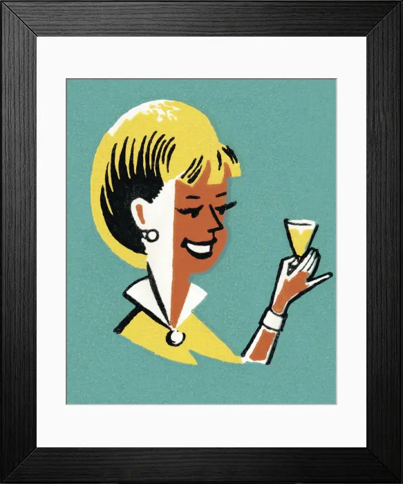 Framed Print : Woman Drinking a Cocktail Framed Print : Woman Drinking a Cocktail