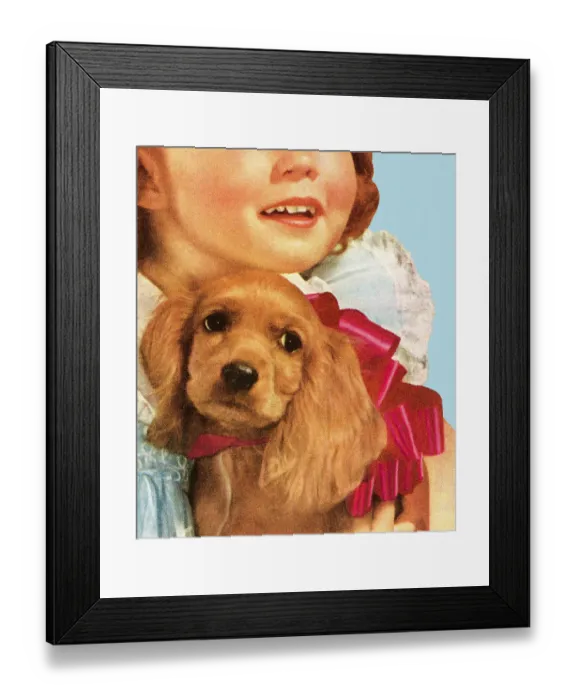 Framed Print : Girl Holding Cocker Spaniel Dog Framed Print : Girl Holding Cocker Spaniel Dog