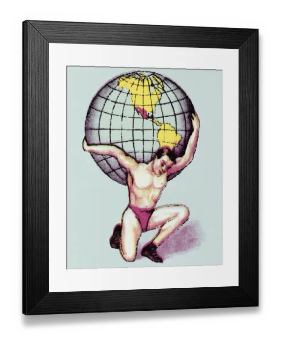 Framed Print : Man Carrying the World on His Shoulders Framed Print : Man Carrying the World on His Shoulders