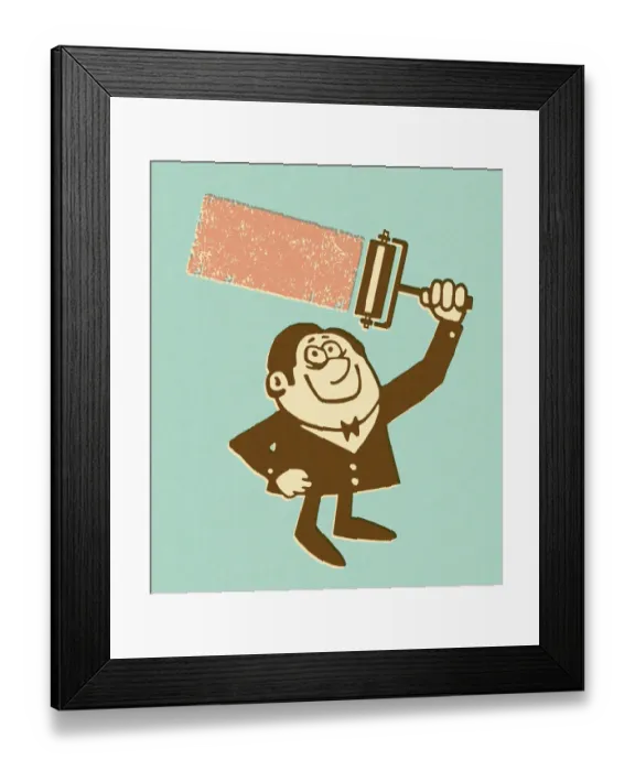 Framed Print : Smiling Man Painting With Roller Framed Print : Smiling Man Painting With Roller