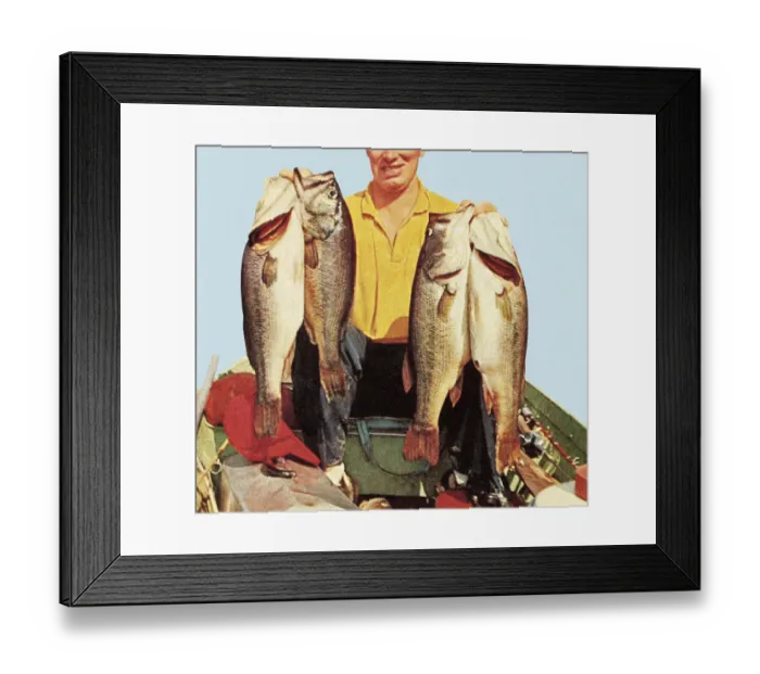 Framed Print : Fisherman Holding Four Fish Framed Print : Fisherman Holding Four Fish