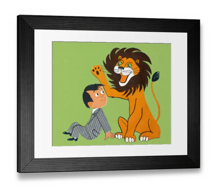 Framed Print : Lion and Man Framed Print : Lion and Man