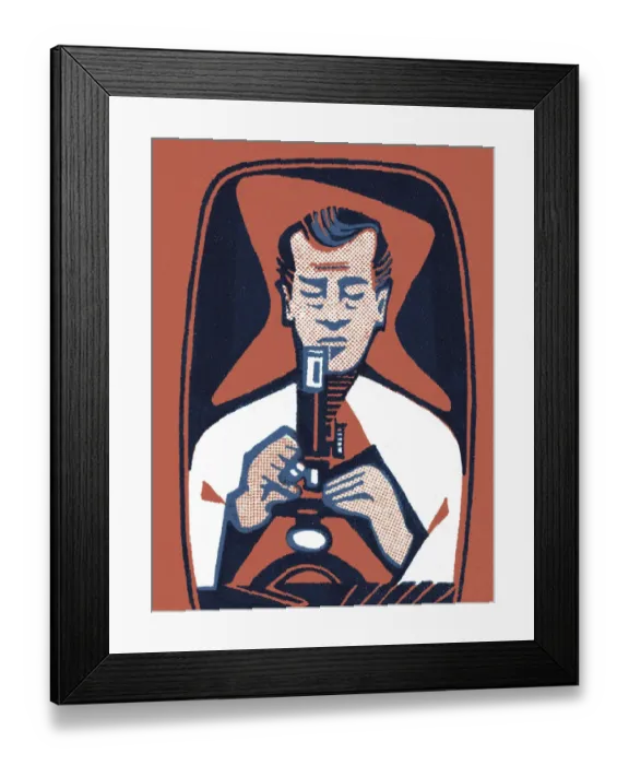Framed Print : Scientist Looking in a Microscope Framed Print : Scientist Looking in a Microscope