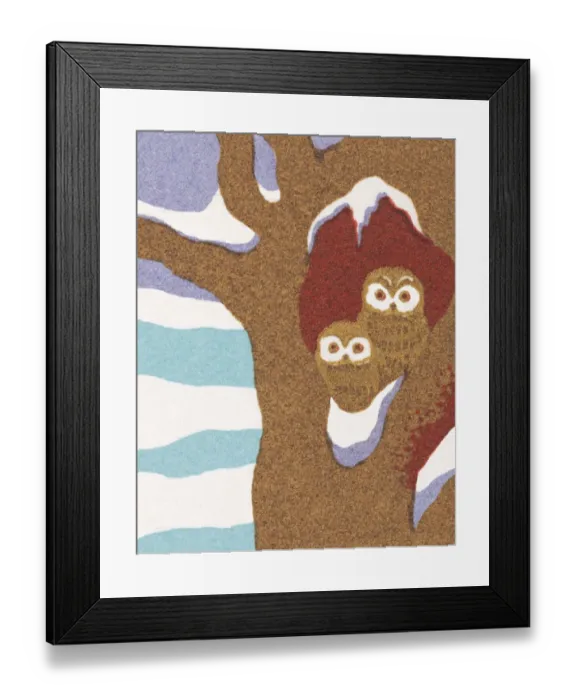Framed Print : Owls in a snowy tree Framed Print : Owls in a snowy tree