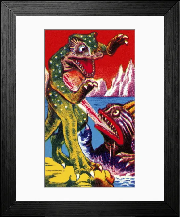 Framed Print : Cartoon of two fighting monsters Framed Print : Cartoon of two fighting monsters