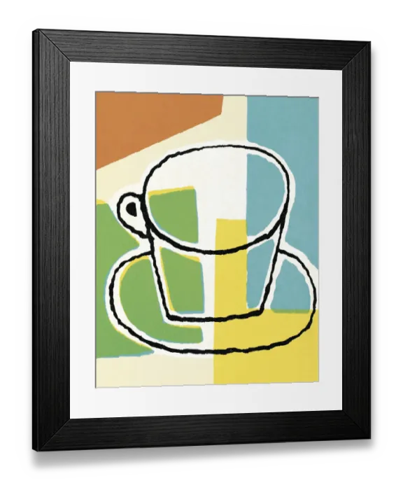 Framed Print : Cup and Saucer with Abstract Background Framed Print : Cup and Saucer with Abstract Background