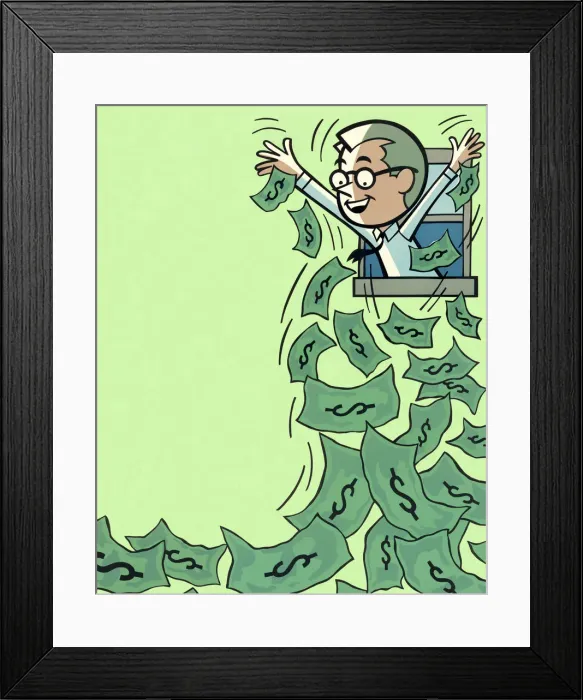 Framed Print : Man Making it Rain Money Framed Print : Man Making it Rain Money