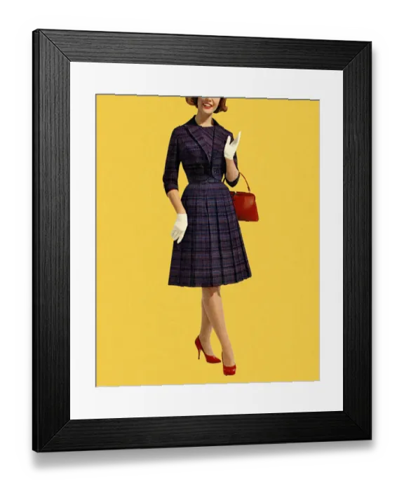 Framed Print : Woman Wearing Plaid Dress Framed Print : Woman Wearing Plaid Dress