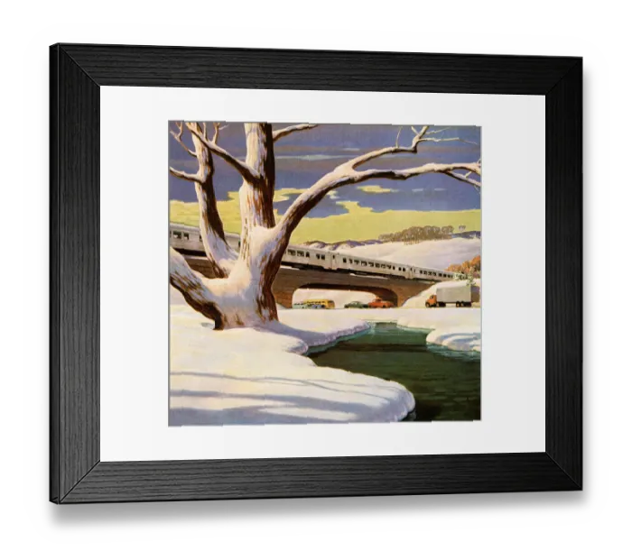 Framed Print : Winter Landscape Highway Scene Framed Print : Winter Landscape Highway Scene
