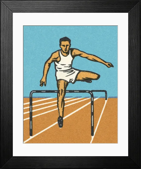Framed Print : Man Running Hurdles Framed Print : Man Running Hurdles