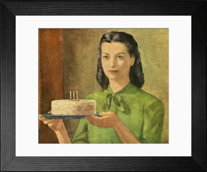 Framed Print : Woman Holding Birthday Cake Framed Print : Woman Holding Birthday Cake