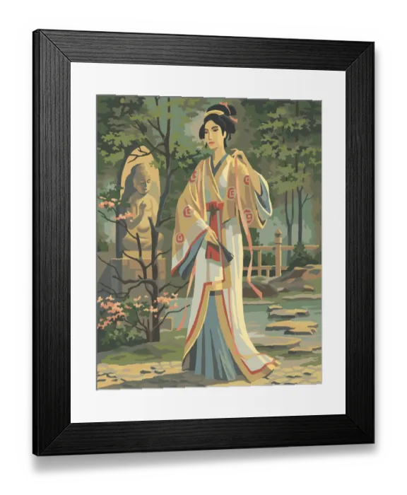 Framed Print : Paint By Number Geisha Framed Print : Paint By Number Geisha