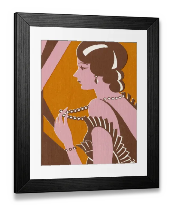 Framed Print : Fancy Woman Holding Strand of Pearls Framed Print : Fancy Woman Holding Strand of Pearls