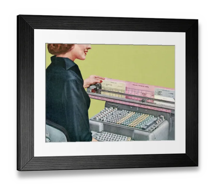 Framed Print : Woman Using Office Equipment Framed Print : Woman Using Office Equipment