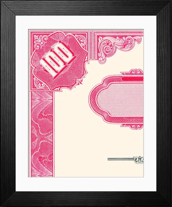 Framed Print : One Hundred Note Certificate Framed Print : One Hundred Note Certificate