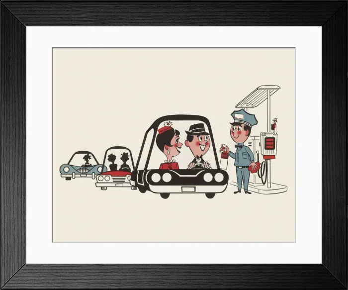 Framed Print : Customers at Service Station Framed Print : Customers at Service Station