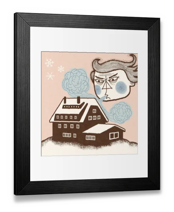 Framed Print : Old Man Winter Blowing