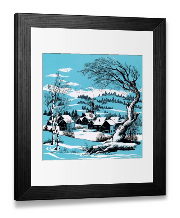 Framed Print : Small Town Winter Scene