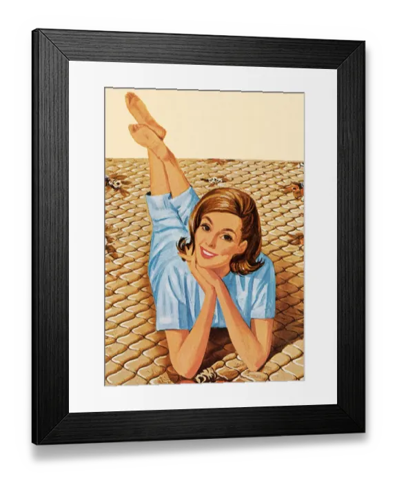 Framed Print : Woman Laying Across Bed Framed Print : Woman Laying Across Bed