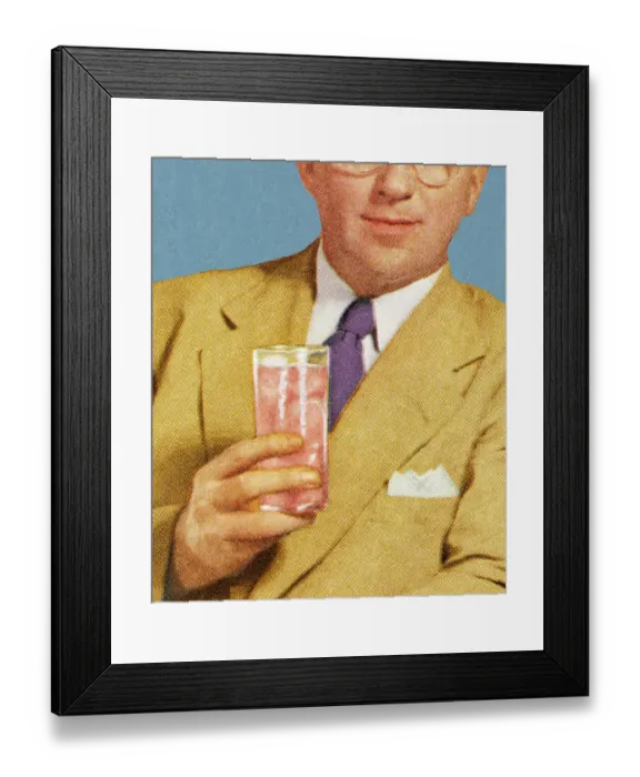 Framed Print : Man Holding Pink Drink Framed Print : Man Holding Pink Drink