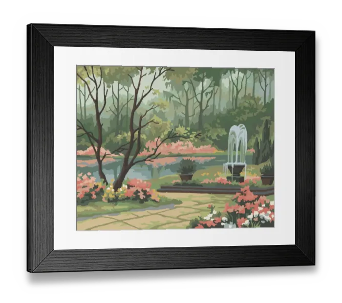 Framed Print : Garden Scene Paint By Number Framed Print : Garden Scene Paint By Number