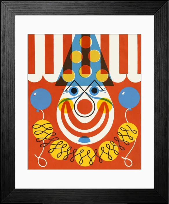 Framed Print : Clown Holding Two Balloons Framed Print : Clown Holding Two Balloons