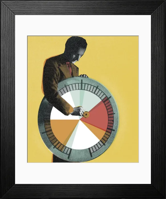 Framed Print : Man Holding Spinning Wheel