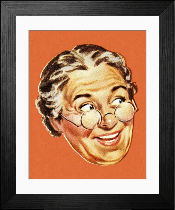 Framed Print : Grandma Smiling and Looking to the Side Framed Print : Grandma Smiling and Looking to the Side