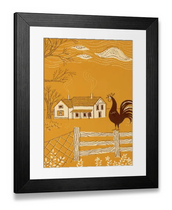 Framed Print : Farm House and Rooster Framed Print : Farm House and Rooster