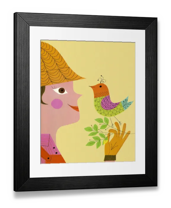 Framed Print : Woman and Bird Framed Print : Woman and Bird