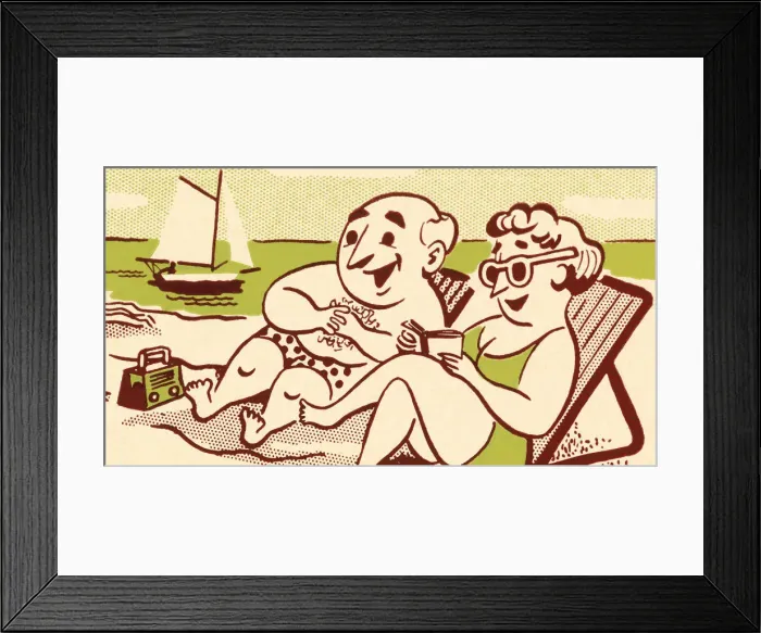Framed Print : Middle Age Couple at the Beach Framed Print : Middle Age Couple at the Beach