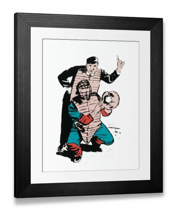 Framed Print : Umpire and Baseball Player