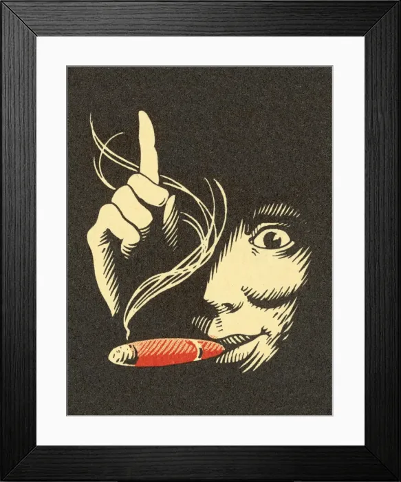 Framed Print : Cigar smoking in the dark