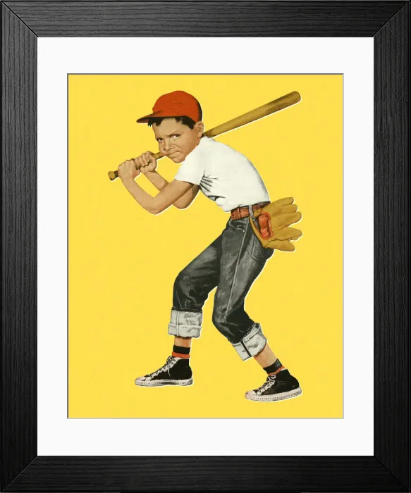 Framed Print : Determined Boy Playing Baseball Framed Print : Determined Boy Playing Baseball