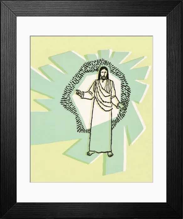 Framed Print : Jesus With Green Background Framed Print : Jesus With Green Background