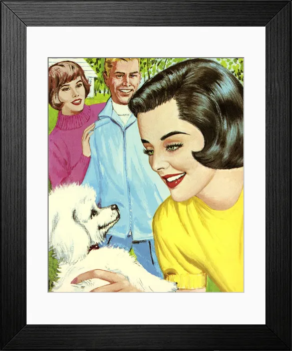 Framed Print : Woman Holding White Dog Framed Print : Woman Holding White Dog